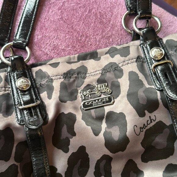 Mia Ocelot Leopard Print Sateen Shoulder Bag Satchel - Picture 10 of 12